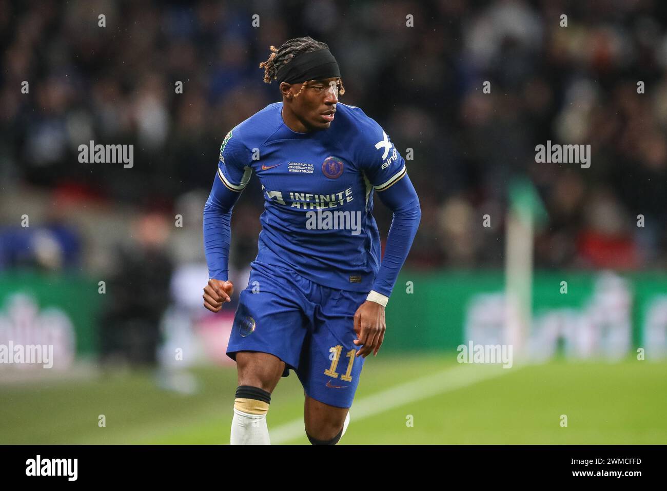 Noni Madueke de Chelsea lors du match final de la Carabao Cup Chelsea vs Liverpool au stade de Wembley, Londres, Royaume-Uni, 25 février 2024 (photo de Gareth Evans/News images) Banque D'Images