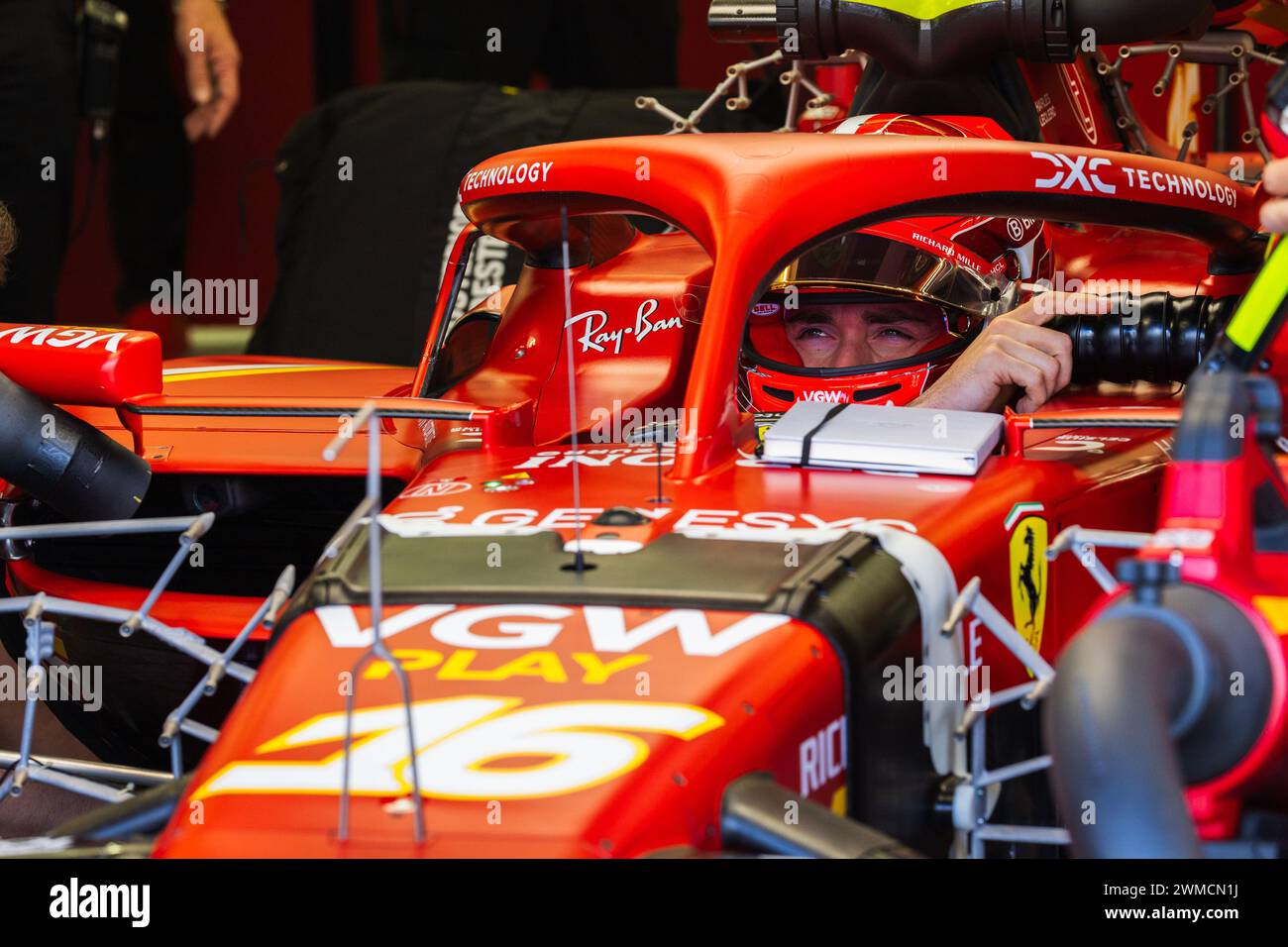 MANAMA, BAHREÏN, circuit international de Bahreïn, 21. Février 2024 : Charles Leclerc de Monaco et la Scuderia Ferrari lors des essais de formule 1 Bahreïn 2024 Banque D'Images