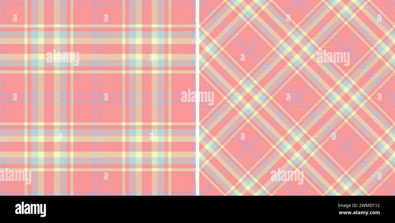 Fond de texture vectorielle de plaid en tartan textile avec un motif à carreaux sans couture de tissu. Ensemble dans les couleurs arc-en-ciel. Idées de tenues de chemise rayée. Illustration de Vecteur