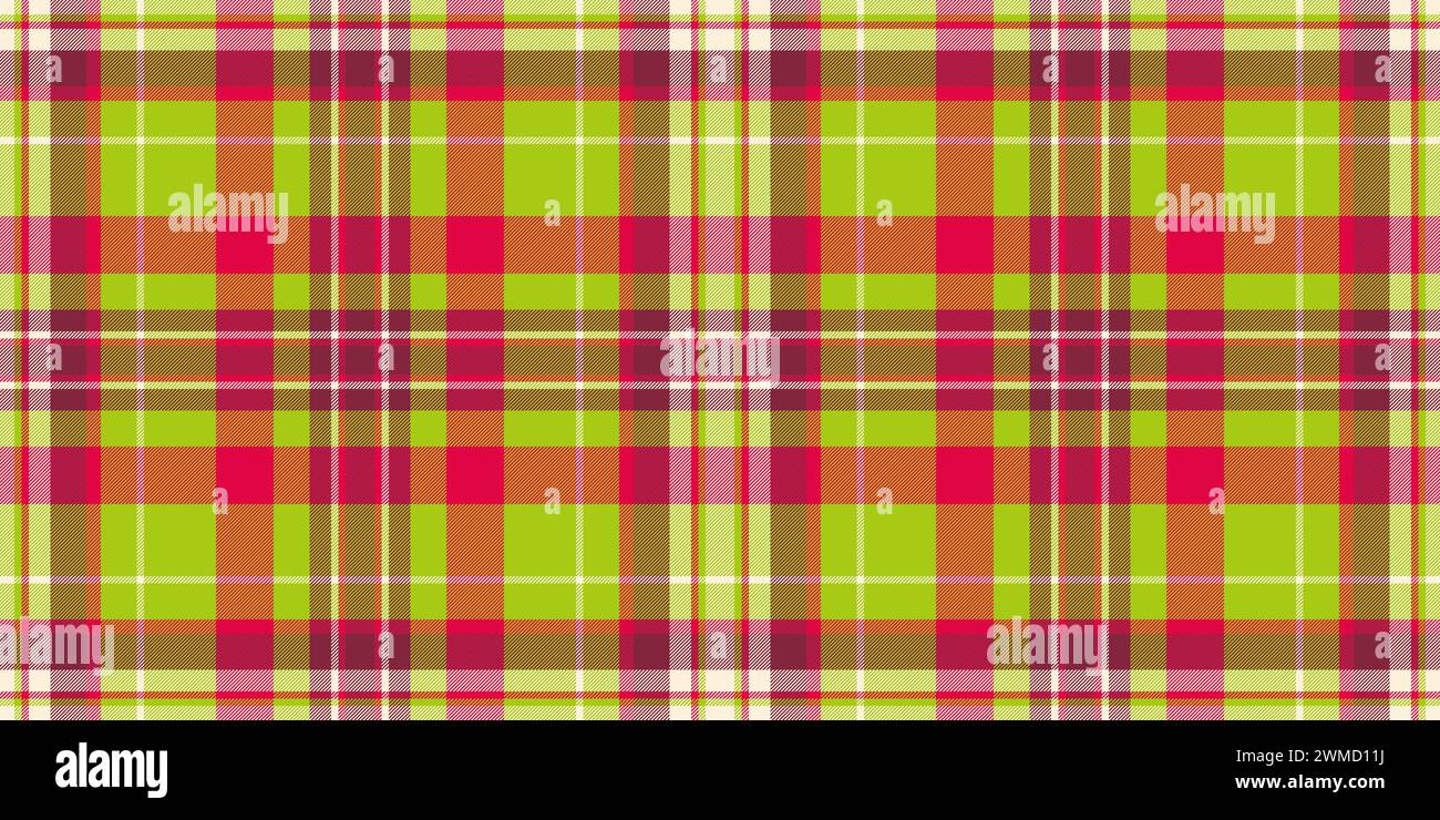 Vecteur de plaid d'anniversaire sans couture, tartan de texture de motif indien. Vérification des antécédents du tissu textile publicitaire en rouge et citron vert. Illustration de Vecteur