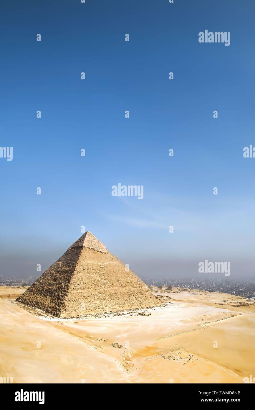 Une vue aérienne de la Pyramide de Khafre, Gizeh, le Caire, Egypte. Banque D'Images