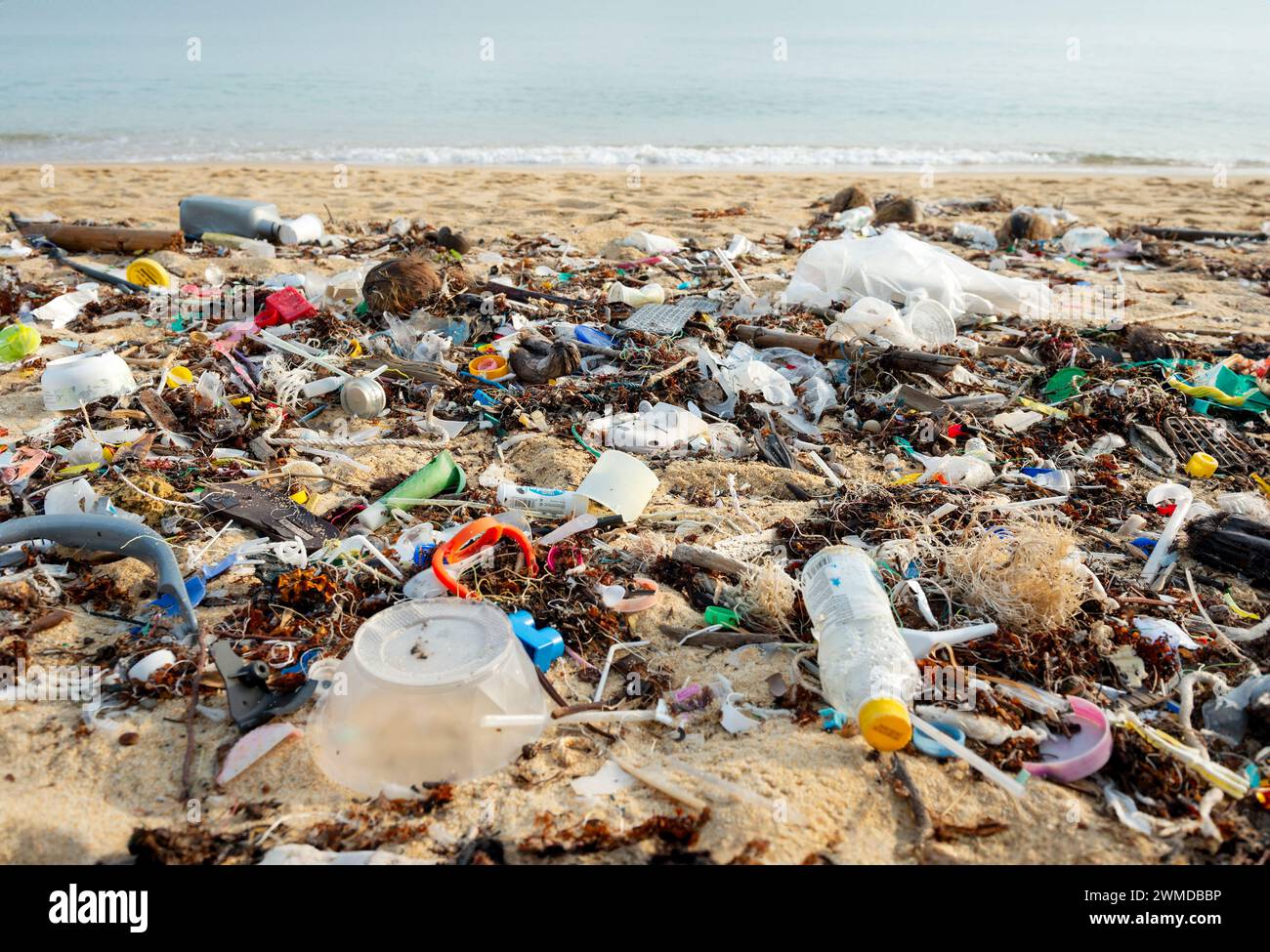 Koh Samui, Thaïlande - 18 janvier 2024 : décharge à ordures sur la plage Banque D'Images