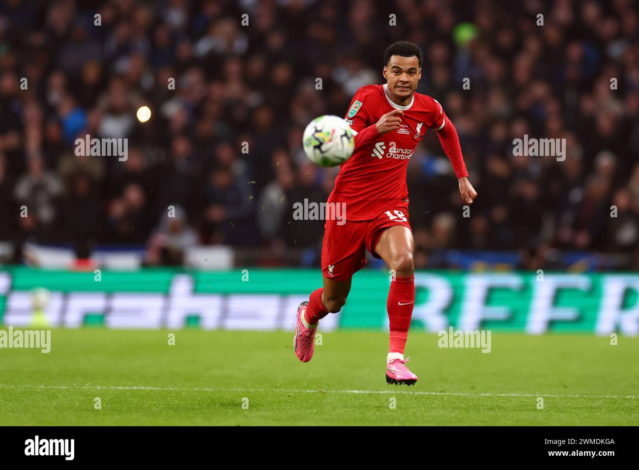 Stade de Wembley, Londres, Royaume-Uni. 25 février 2024. Carabao League Cup final Football, Chelsea contre Liverpool ; Cody Gakpo de Liverpool crédit : action plus Sports/Alamy Live News Banque D'Images