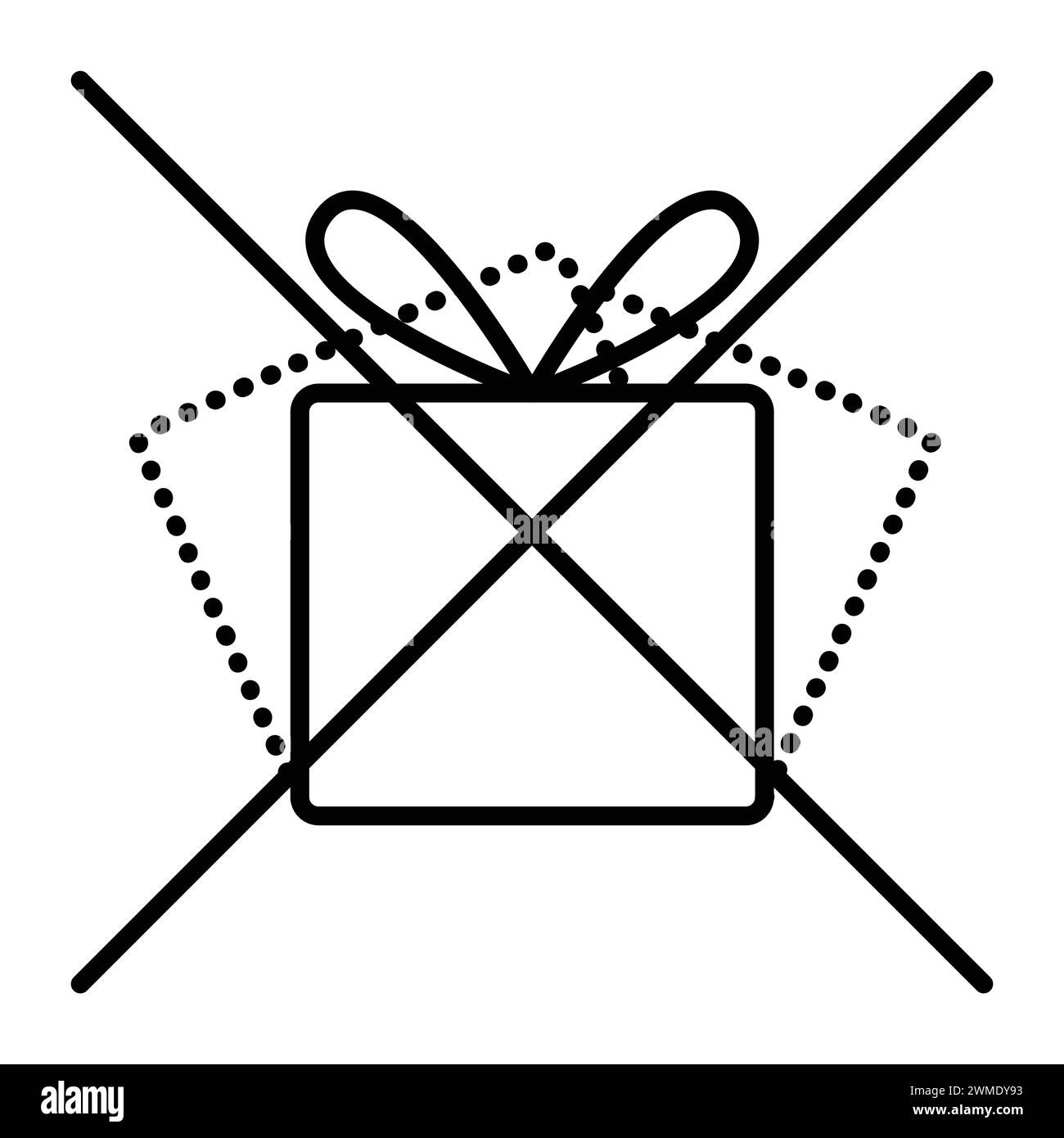 Ne secouez pas les marchandises, colis postal fragile, signe d'interdiction, icône de vecteur de ligne noire Illustration de Vecteur