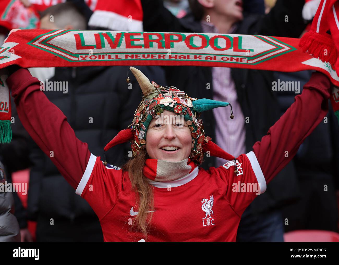Londres, Royaume-Uni. 25 février 2024. Un fan de Liverpool pendant le match de la Carabao Cup au stade de Wembley, Londres. Le crédit photo devrait se lire : Paul Terry/Sportimage crédit : Sportimage Ltd/Alamy Live News Banque D'Images