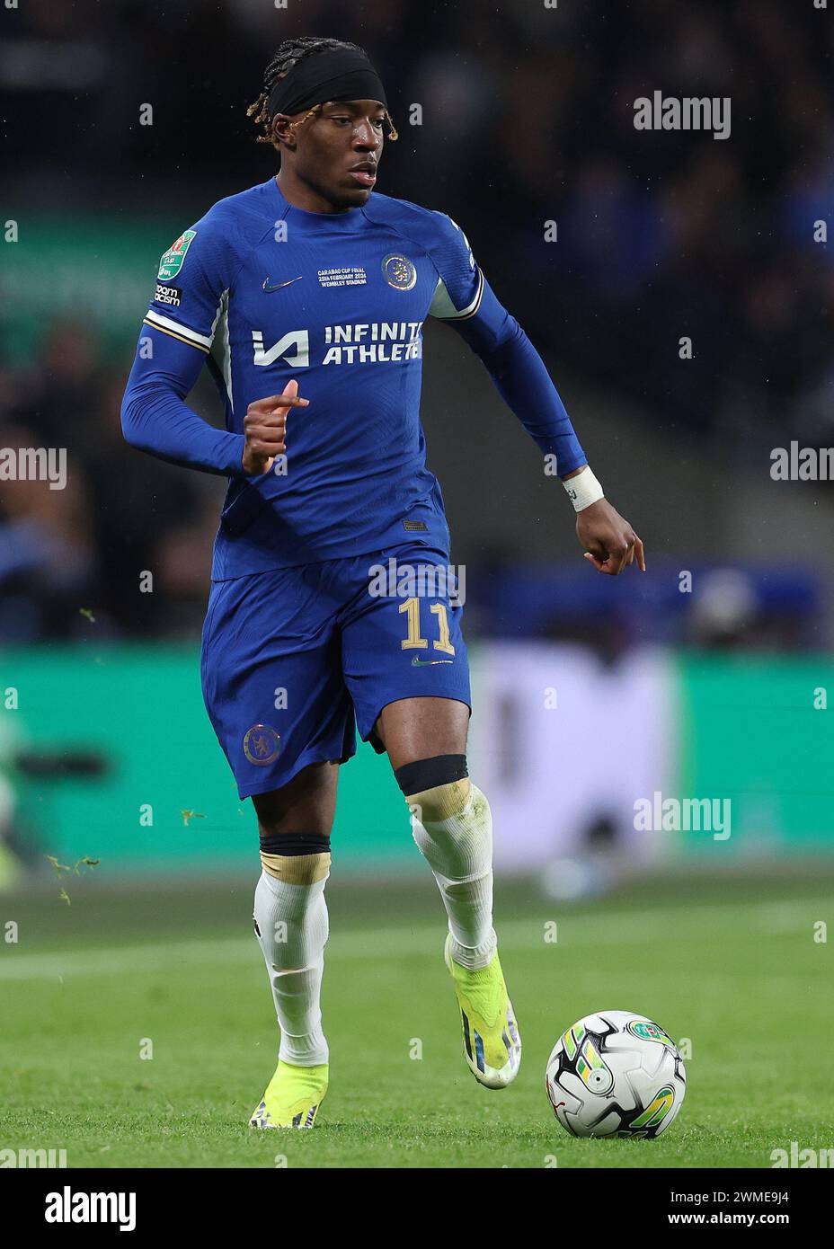Londres, Angleterre, 25 février 2024. Noni Madueke de Chelsea lors du match de la Coupe de Carabao au stade de Wembley, Londres. Le crédit de l'image devrait se lire : Paul Terry / Sportimage Banque D'Images