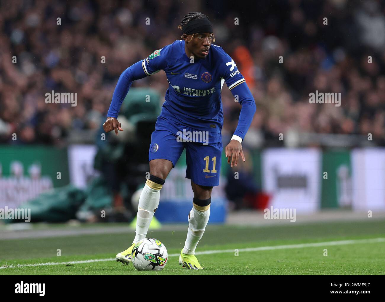 Londres, Angleterre, 25 février 2024. Noni Madueke de Chelsea lors du match de la Coupe de Carabao au stade de Wembley, Londres. Le crédit de l'image devrait se lire : Paul Terry / Sportimage Banque D'Images