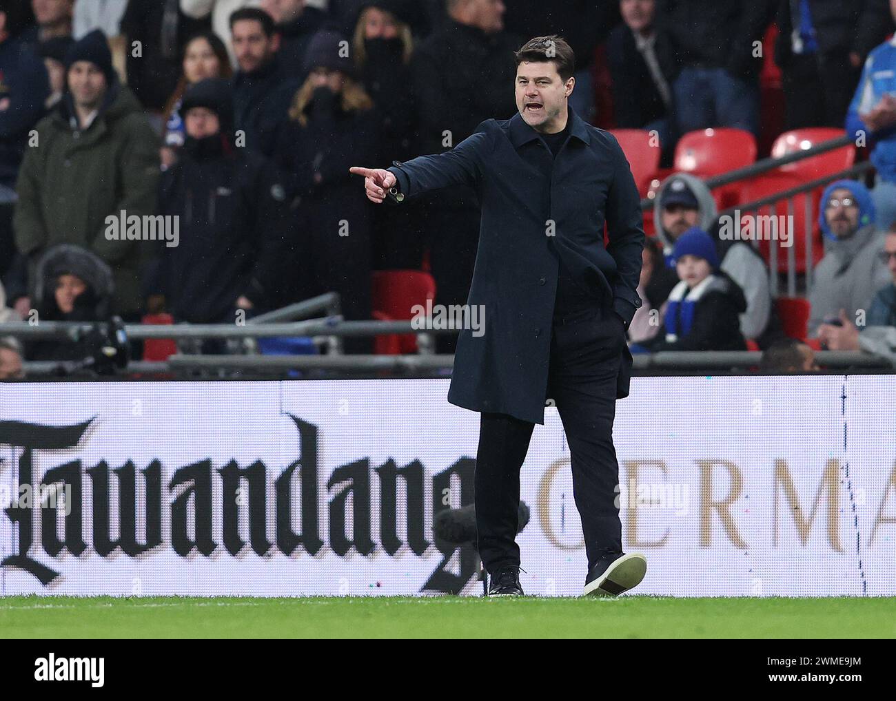 Londres, Angleterre, 25 février 2024. Mauricio Pochettino, entraîneur de Chelsea lors du match de la Coupe Carabao au stade de Wembley, Londres. Le crédit de l'image devrait se lire : Paul Terry / Sportimage Banque D'Images