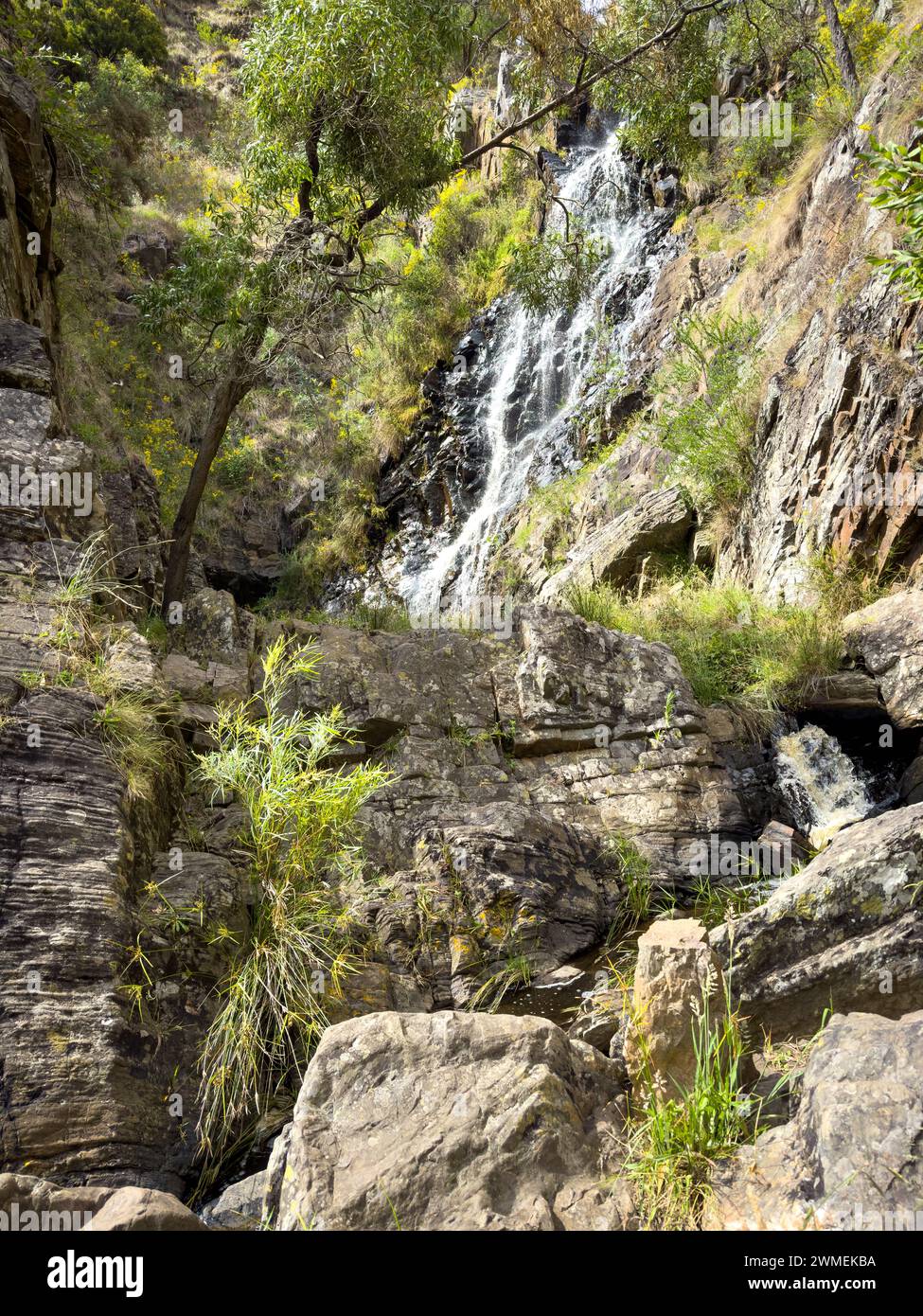 Chute d'eau Ingalalla Falls à Hay Flat sur la péninsule Fleurieu, Australie méridionale Banque D'Images