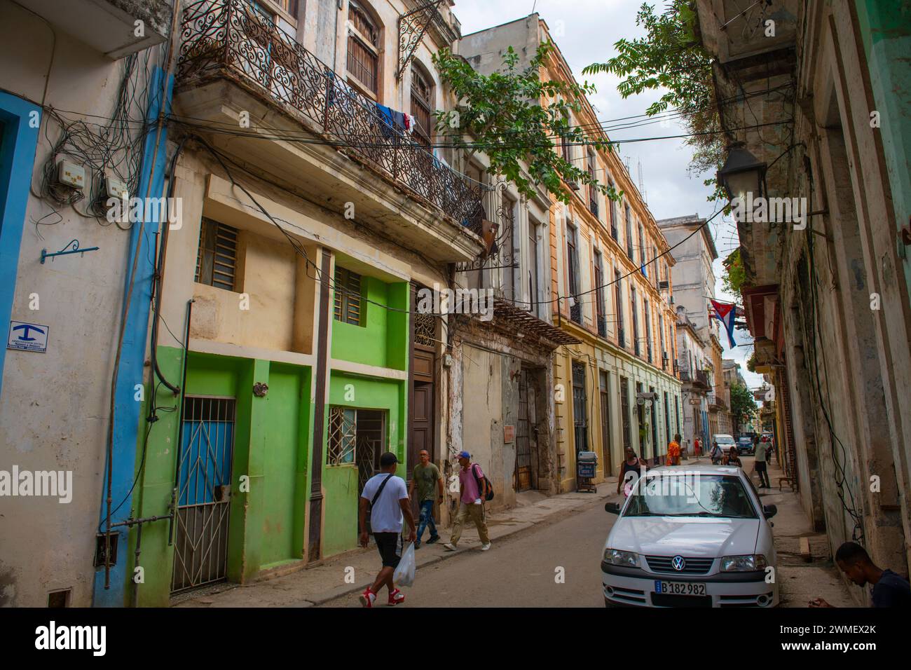 Bâtiments historiques sur Calle Muralla Street entre Aguacate et Habana Street dans la vieille Havane (la Habana Vieja), Cuba. La vieille Havane est un si du patrimoine mondial Banque D'Images