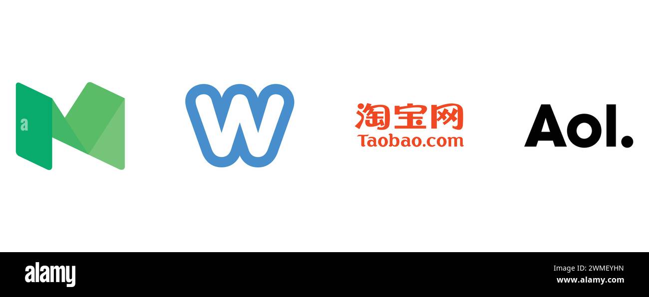 MEDIUM, WEEBLY, AOL, TAOBAO. illustration vectorielle isolée sur fond blanc. Illustration de Vecteur