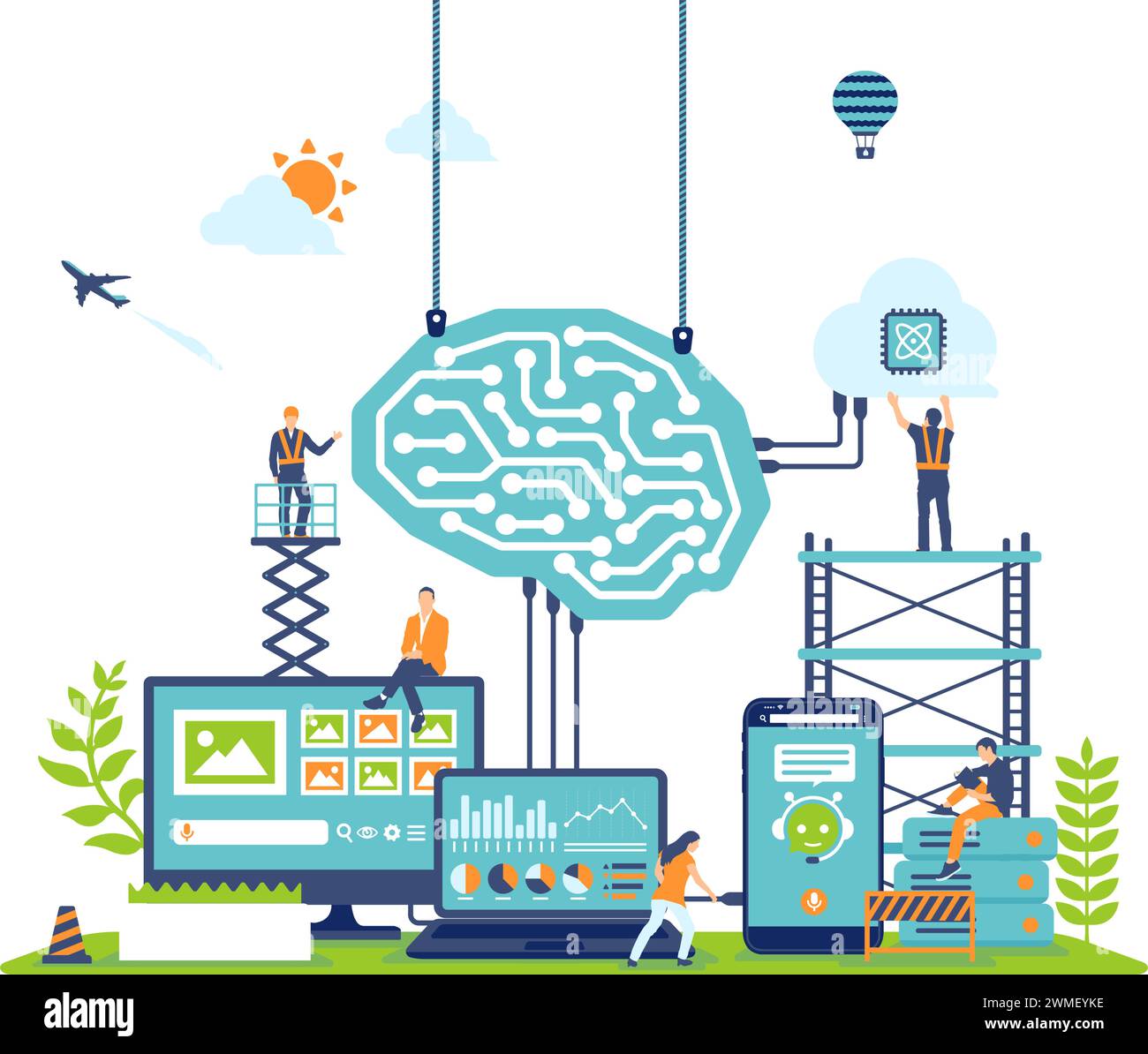 Illustration vectorielle de l'IA générative (intelligence artificielle) Illustration de Vecteur