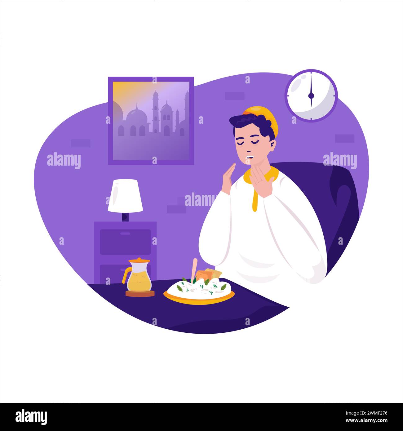 Les musulmans prient avant l'illustration de l'iftar Illustration de Vecteur Les musulmans prient avant l'illustration de l'iftar Illustration de Vecteur