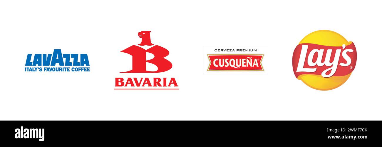 Bavière, Lay's, Cerveza Cusqueña, lavazza, collection populaire de logo de marque Illustration de Vecteur