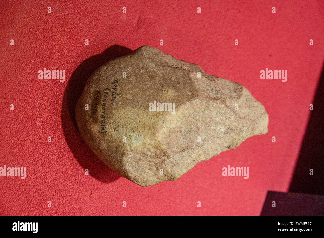 Biface, Museo Comarcal de Molina de Aragón, Guadalajara, Espagne Banque D'Images