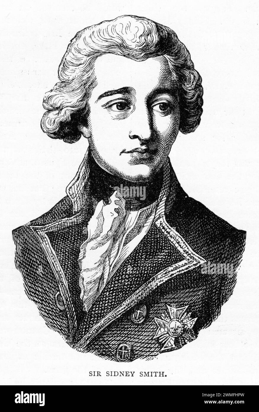 Portrait de l'amiral Sir William Sidney Smith (1764 – 1840) officier de la marine et du renseignement britannique. Servant dans les guerres révolutionnaires américaine et française et les guerres napoléoniennes, il atteint le rang d'amiral. Publié vers 1900 Banque D'Images