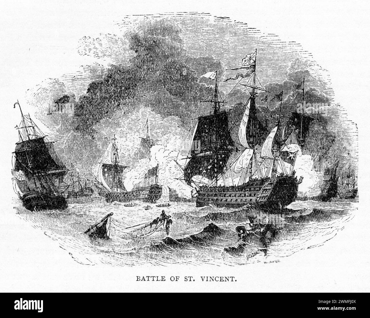 Navires britanniques et français engagés dans la bataille de Saint-Vincent Banque D'Images