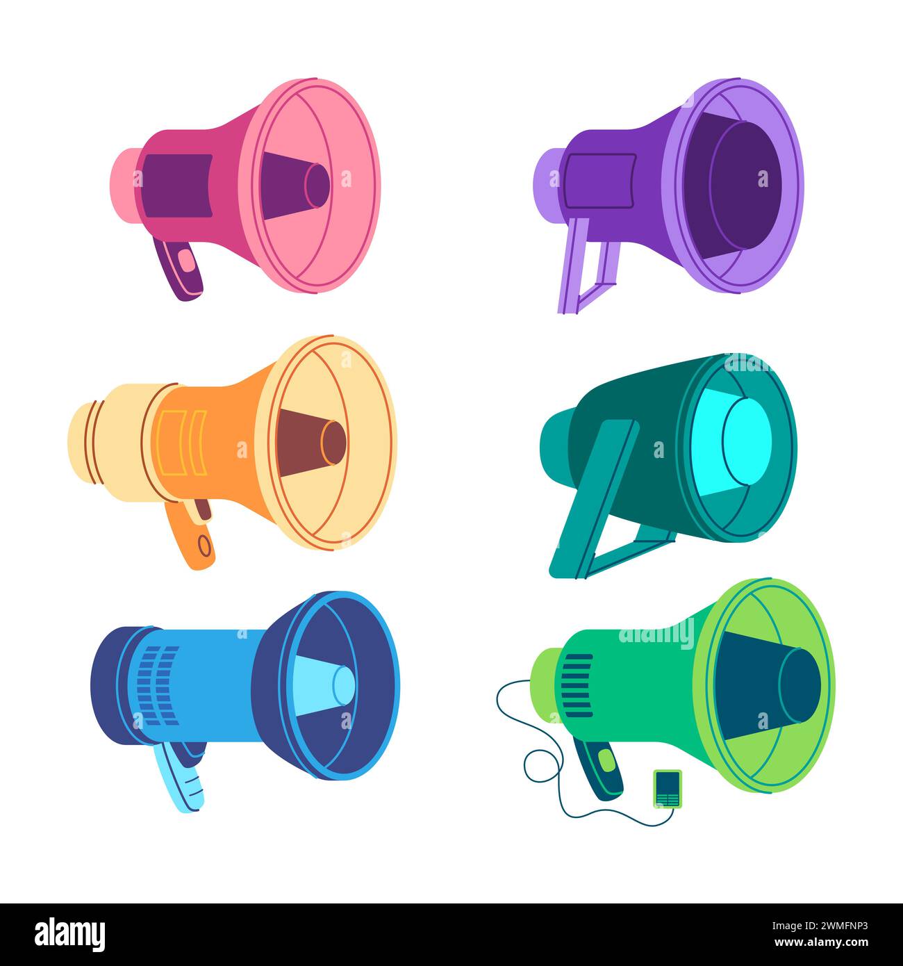 cornet de bullhorn de haut-parleur mégaphone pour un équipement audio d'annonce d'attention de communication Illustration de Vecteur