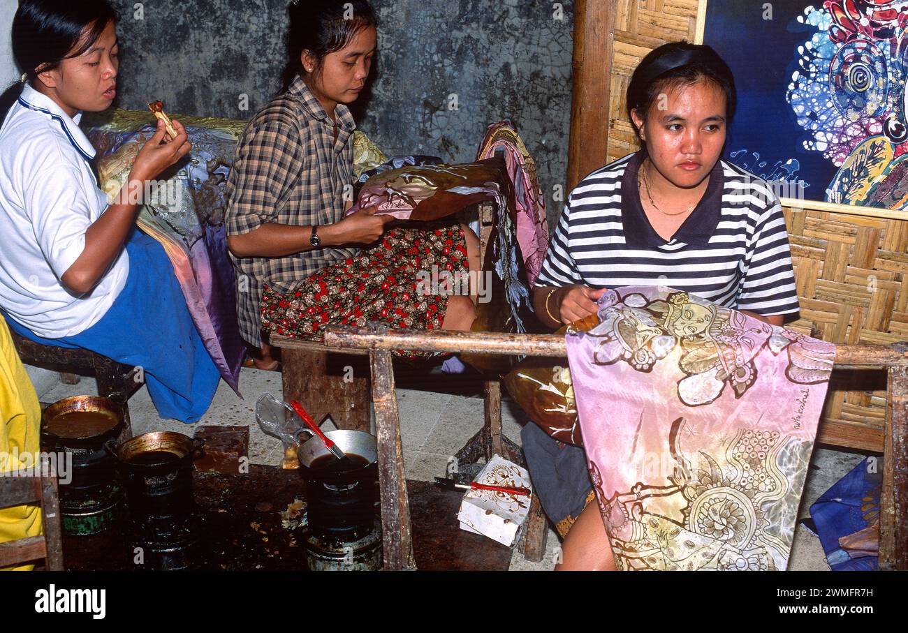Fabrication artisanale de batiks.Java, Indonésie. Banque D'Images