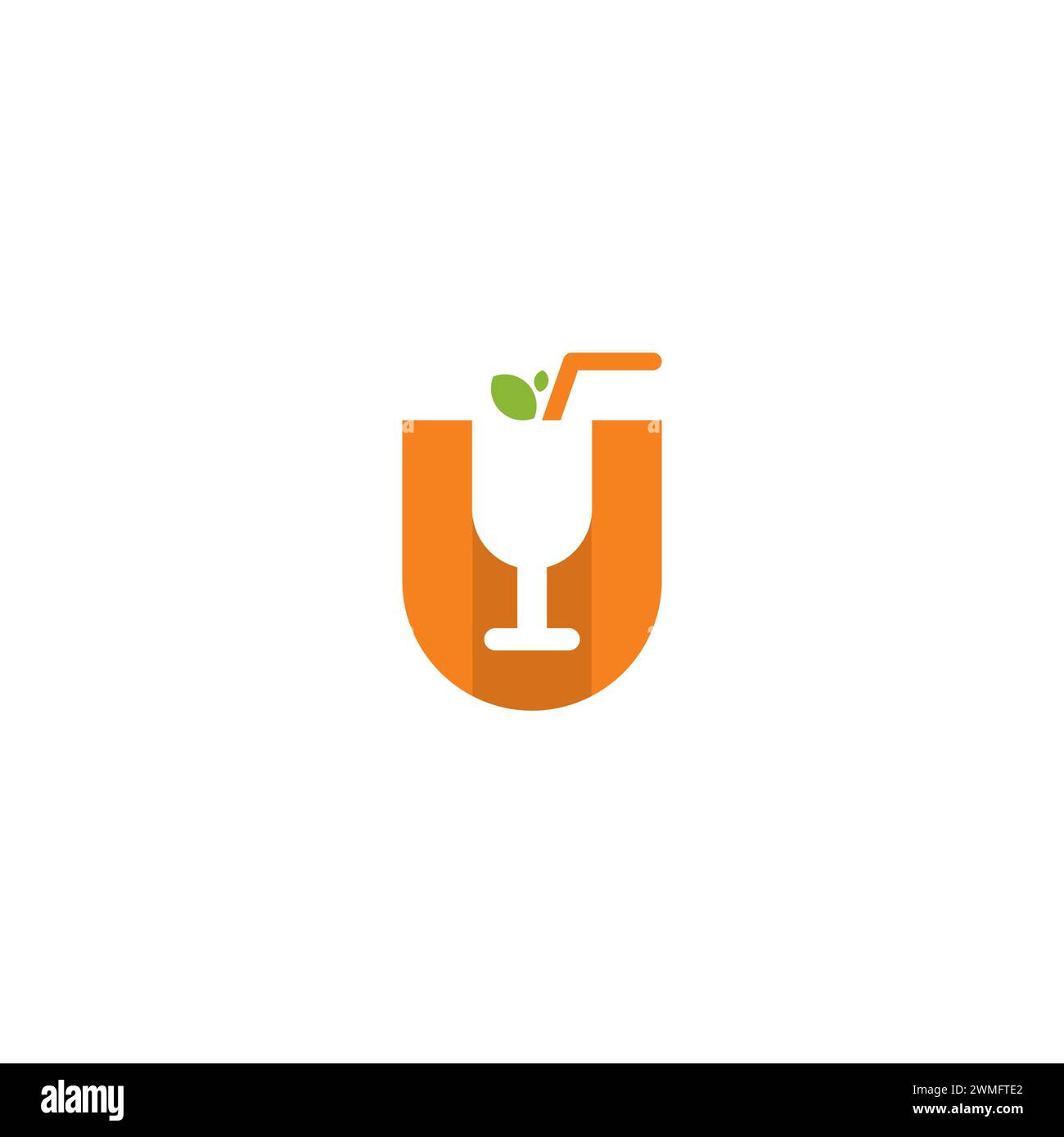Logo Juice Glass. Logo lettre U Drink Illustration de Vecteur