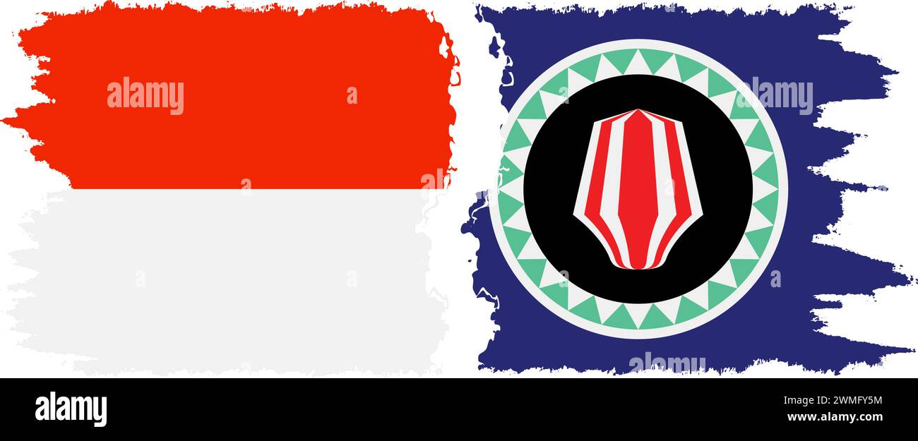 Bougainville et Indonésie grunge drapeaux connexion, vecteur Illustration de Vecteur