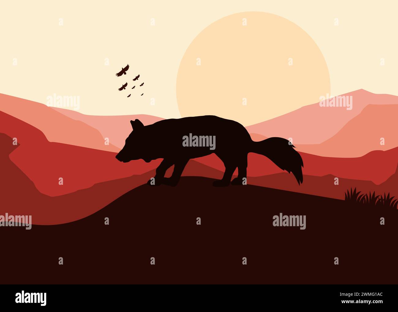concept de conception d'illustration d'art de la nature de fond de loup Illustration de Vecteur