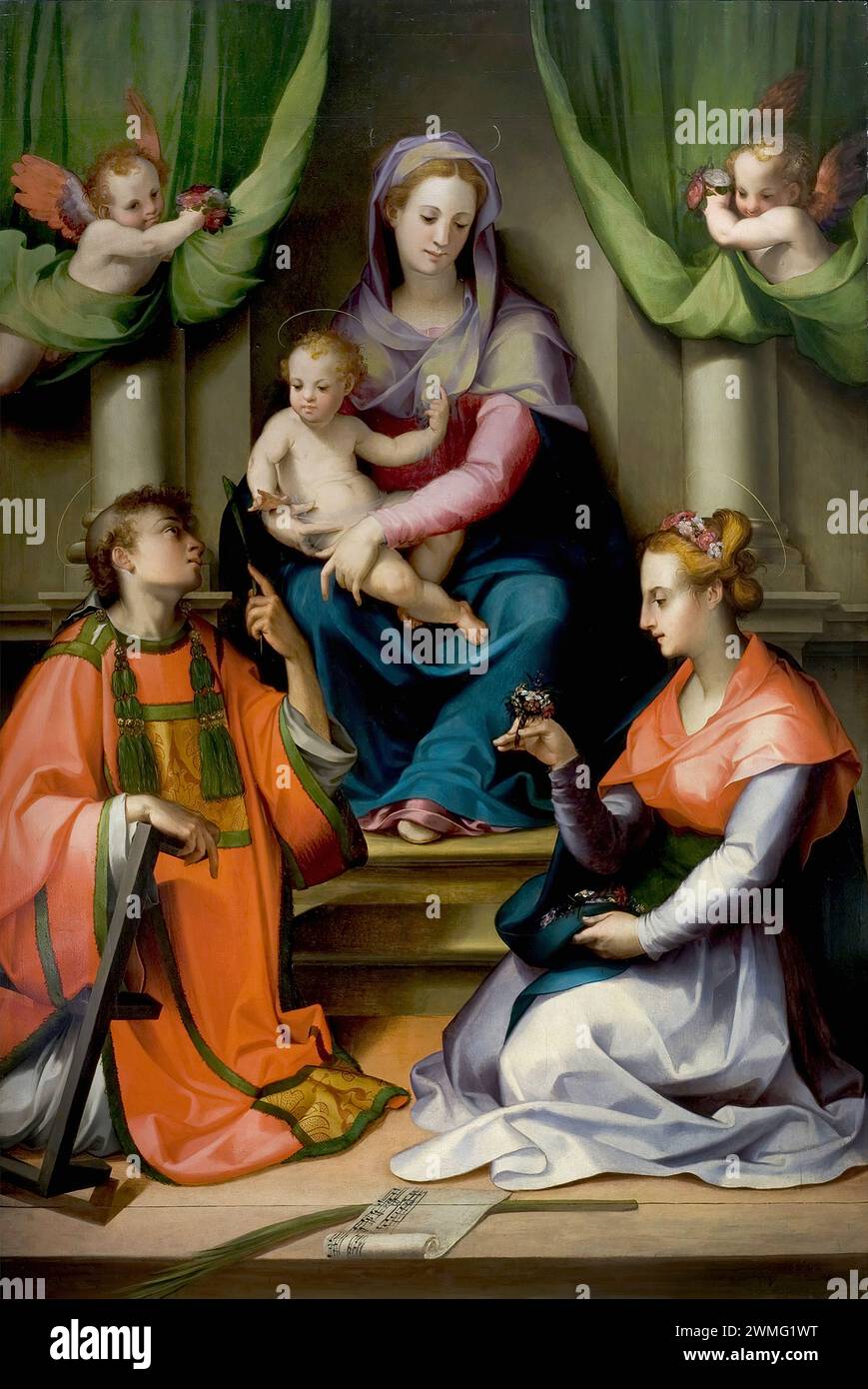 Portelli Carlo - Madonna col Bambino fra i santi Lorenzo e Cecilia3 Banque D'Images