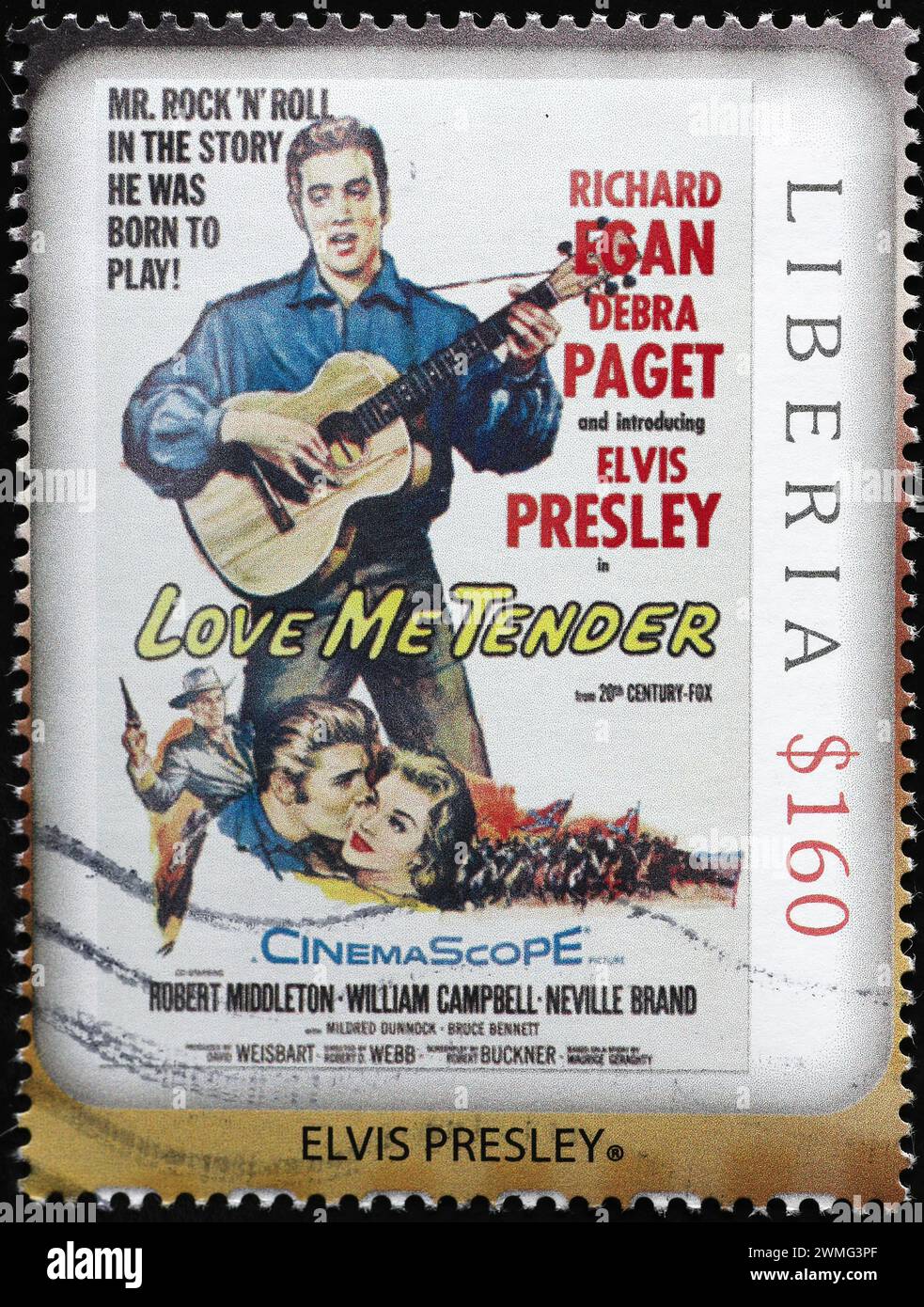 Affiche du film 'Love me Tender' sur timbre-poste Banque D'Images