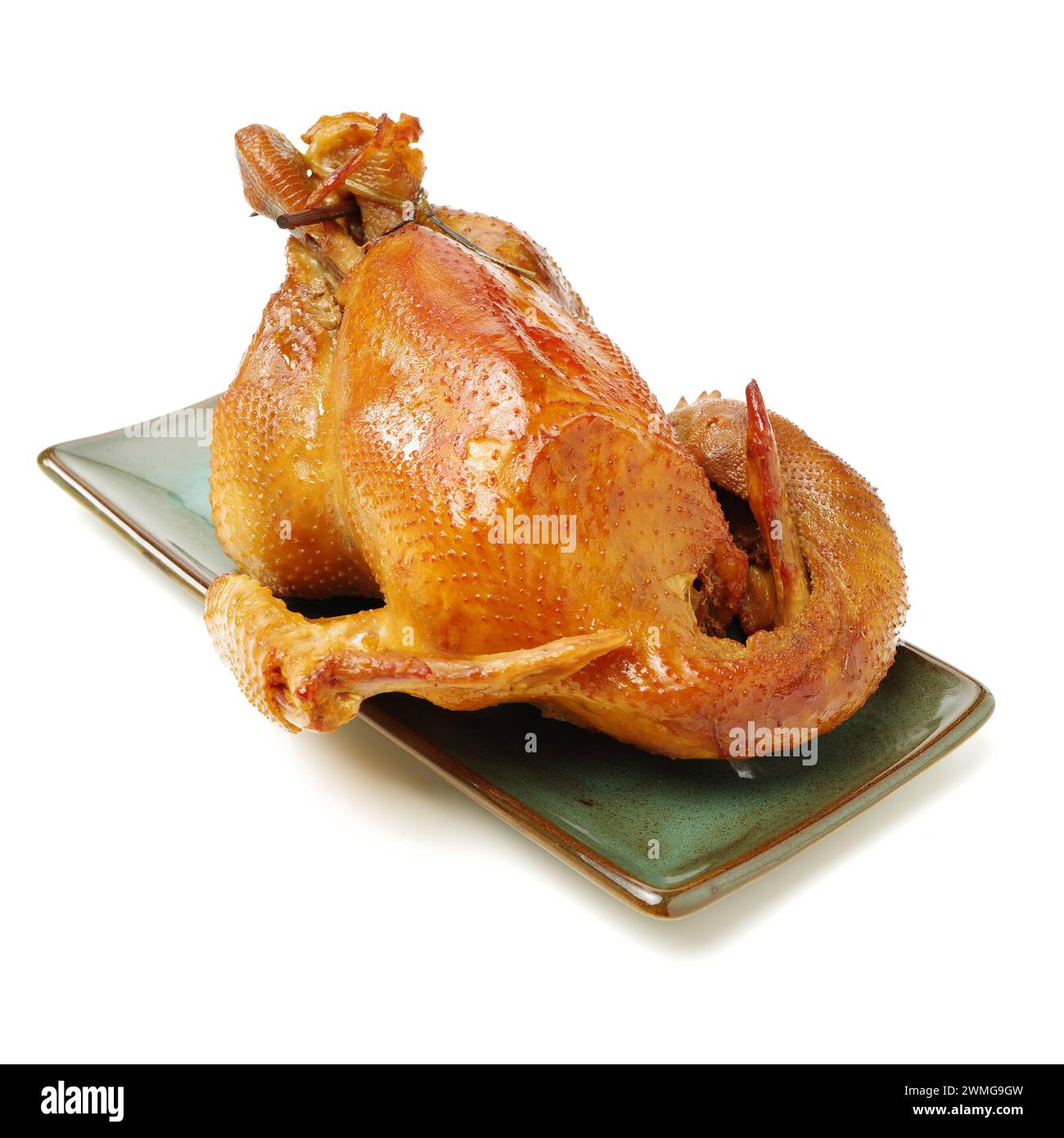 Poulet rôti sur fond blanc Banque D'Images