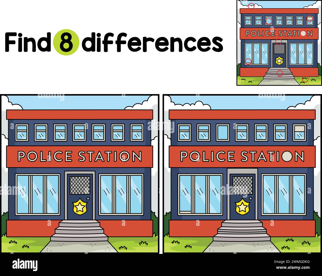 Le poste de police trouve les différences Illustration de Vecteur