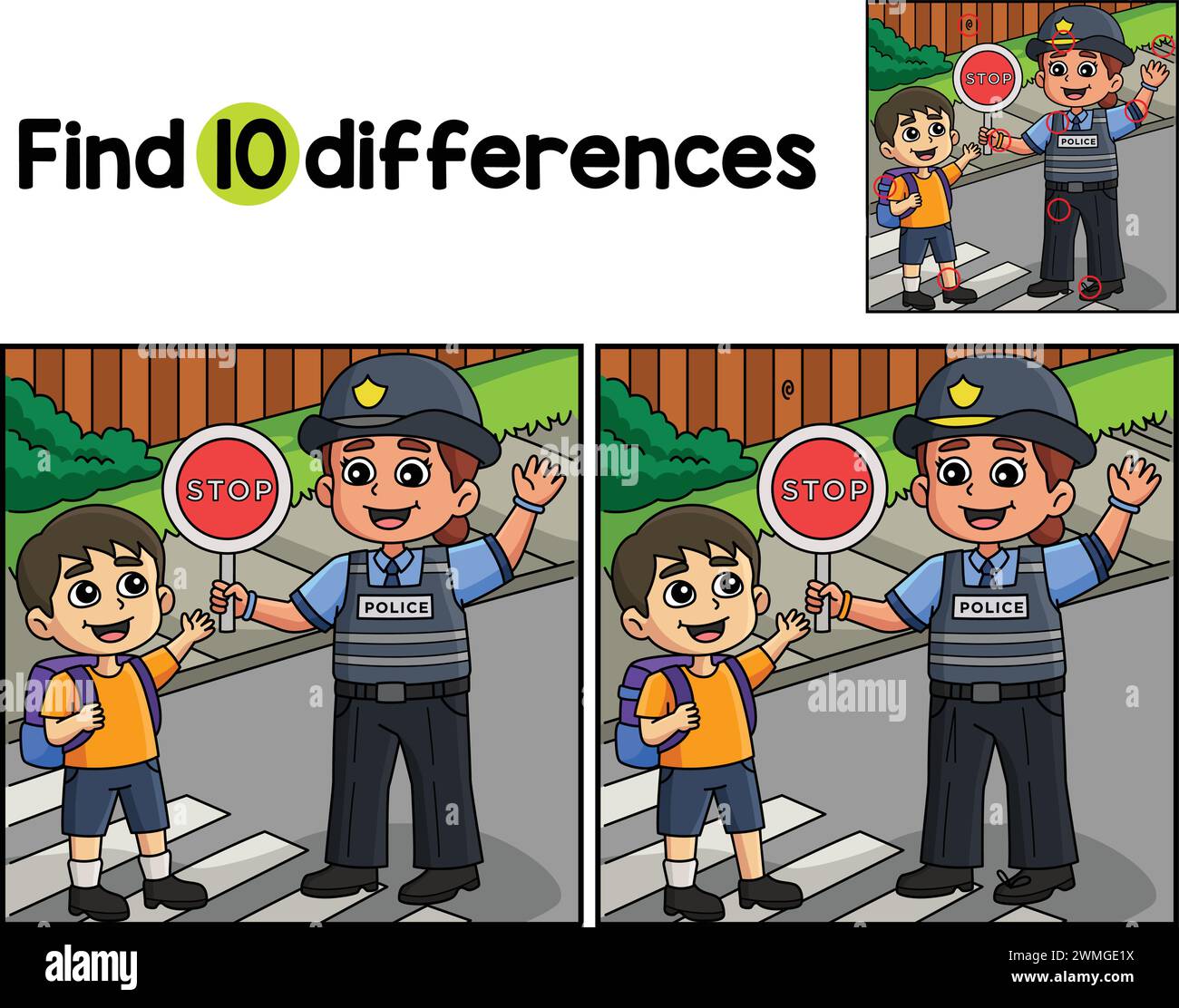 Agent de la circulation de la police trouver les différences Illustration de Vecteur