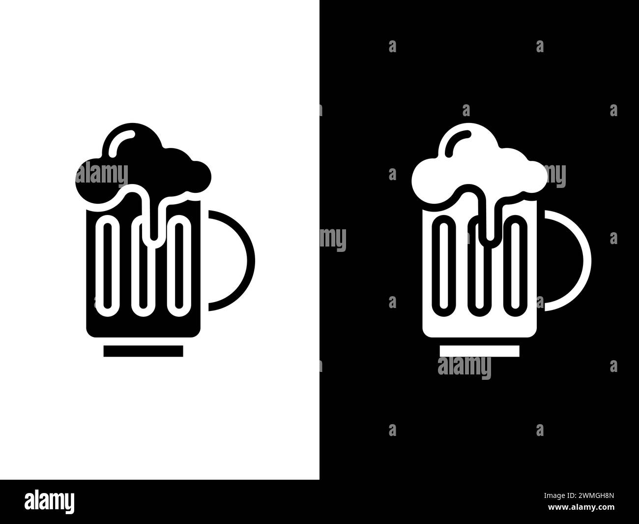 Illustration d'art conception concpet icône noir blanc logo isolé symbole de bière Illustration de Vecteur
