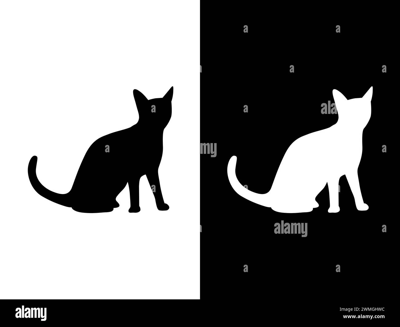 Illustration d'art conception concpet icône noir blanc logo isolé symbole de chat Illustration de Vecteur