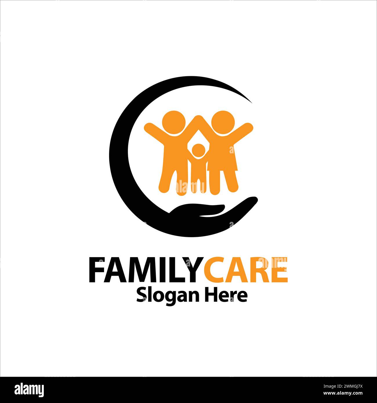 Family Care logo Design Vector Element abstrait style mascotte simple. Icône d'illustration de soins aux personnes symbole de signe pour les associations. Illustration de Vecteur