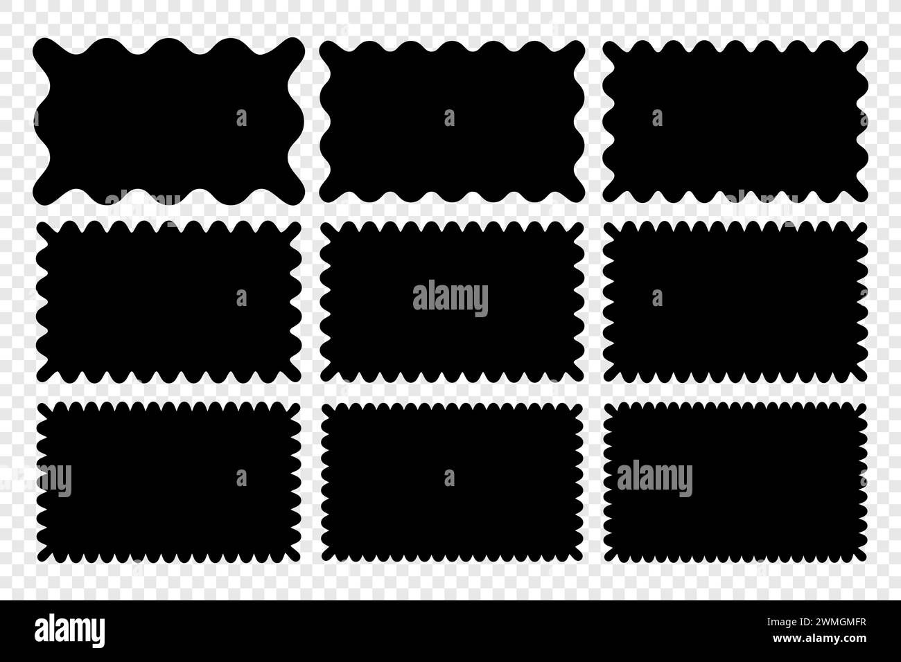 Ensemble de vecteurs d'icônes de formes rectangulaires ondulées Illustration de Vecteur