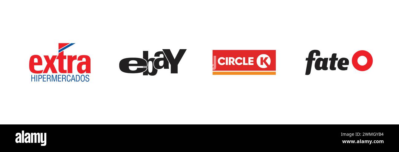 EBay noir, Extra, cercle K, destin. Collection populaire de logo de marque. Illustration de Vecteur