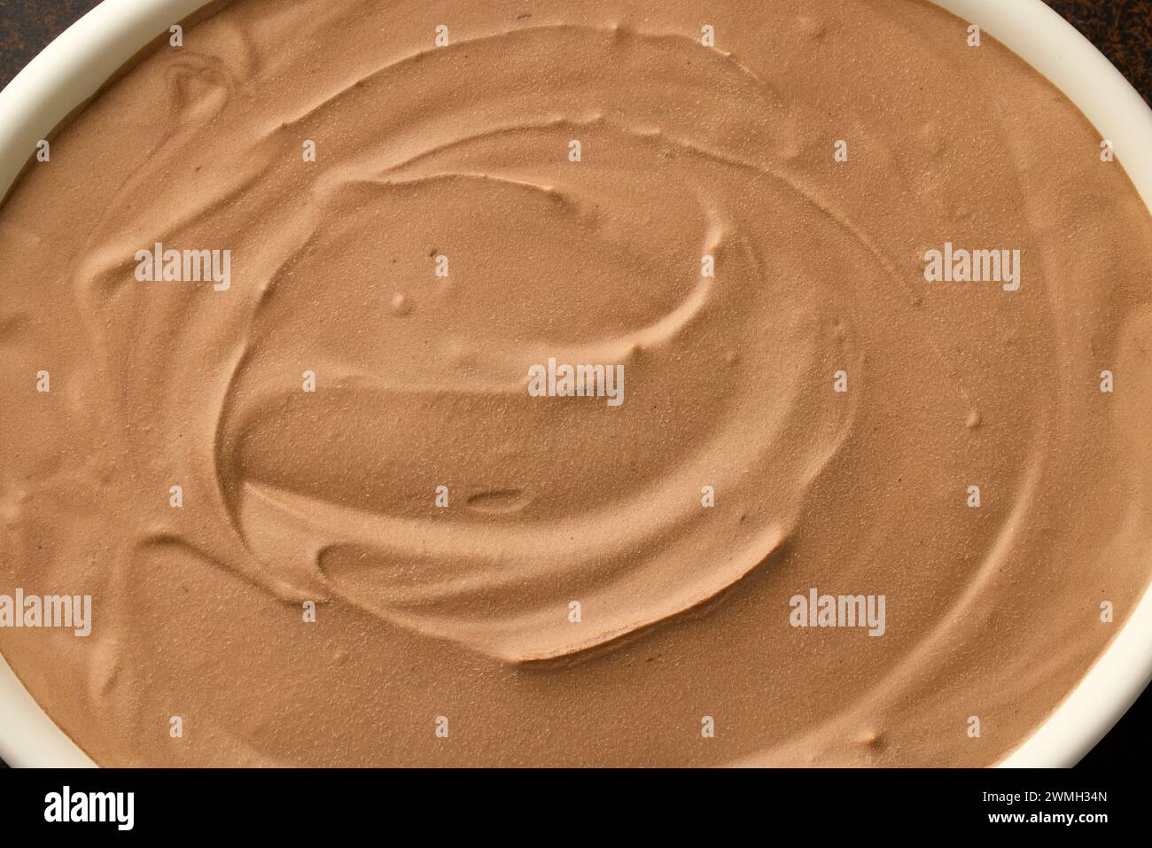 gros plan de crème glacée au chocolat maison, texture vue de dessus Banque D'Images