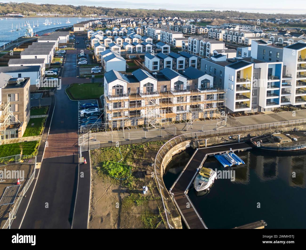 Vue aérienne de l'île Sainte-Marys à chatham sur la rivière medway dans le kent Banque D'Images