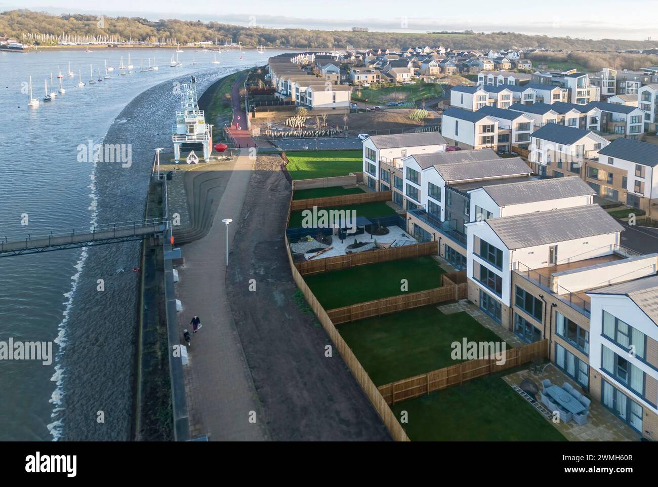 Vue aérienne de l'île Sainte-Marys à chatham sur la rivière medway dans le kent Banque D'Images