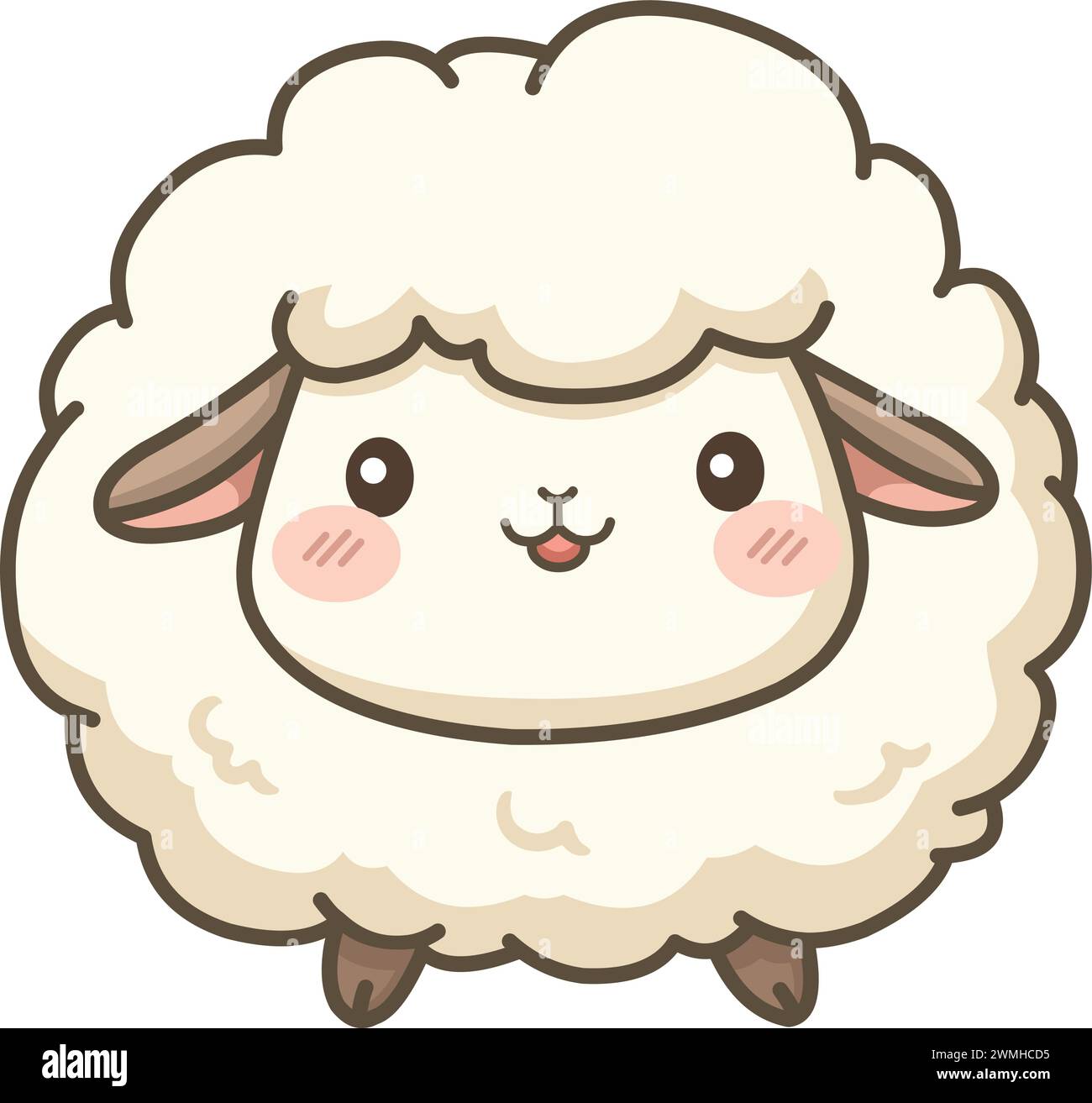 Agneau de mouton souriant dans un style kawaii Illustration de Vecteur