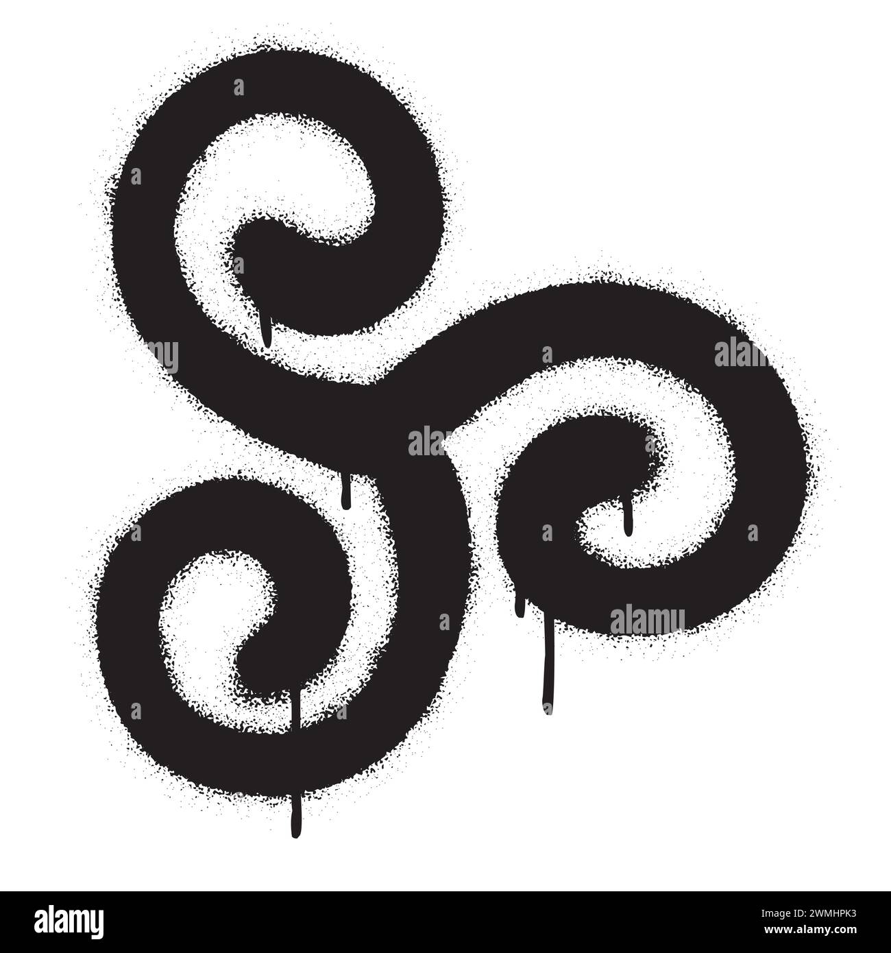 Vaporisez le graffiti Triskelion, un ancien symbole religieux européen (slave, celtique). Illustration de Vecteur