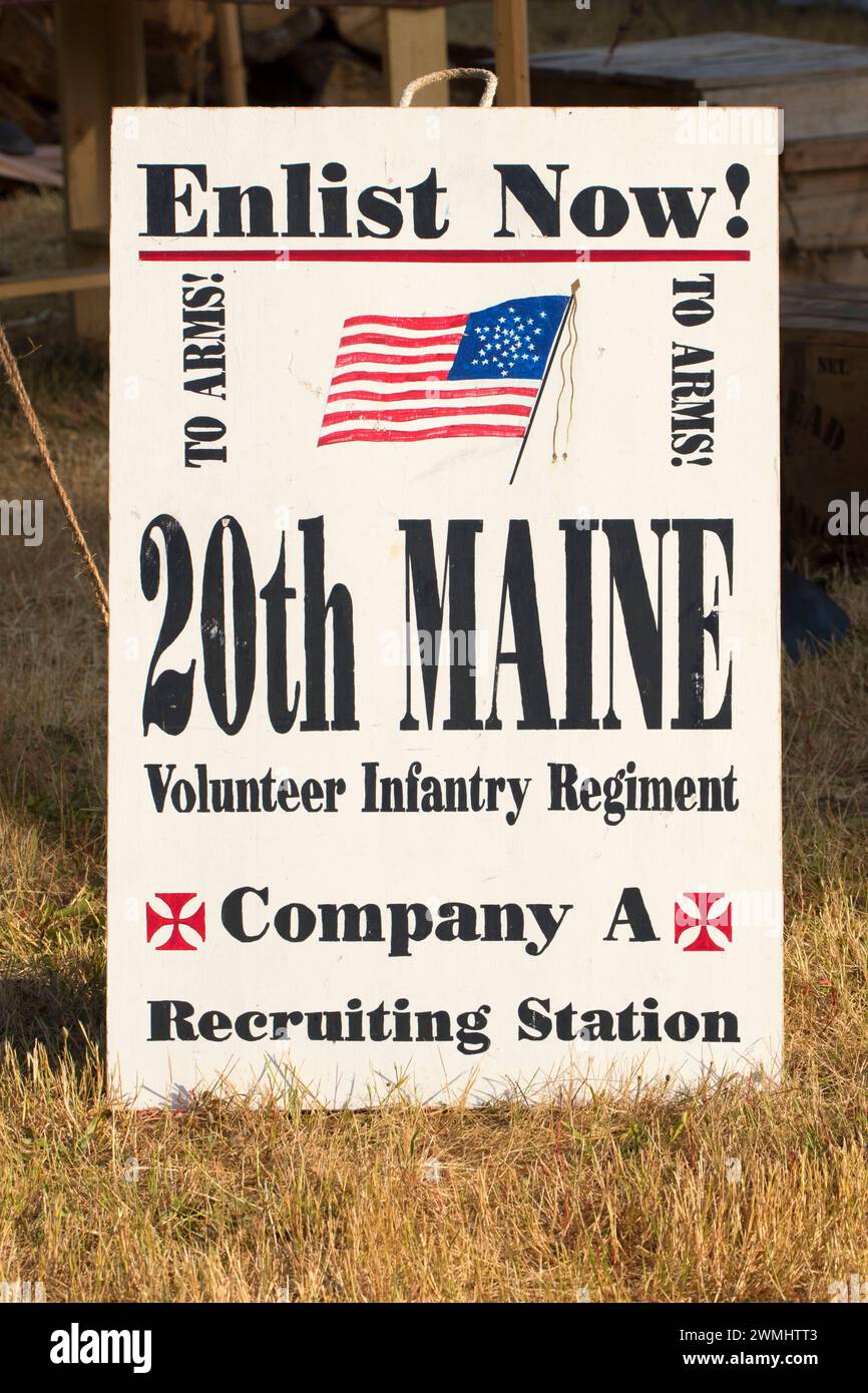 Conseil de recrutement, la guerre civile Re-enactment, Willamette Mission State Park, New York Banque D'Images