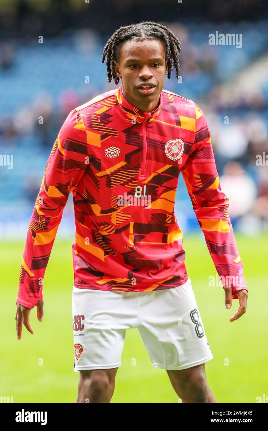 DEXTER LEMBIKISA, joueur de football professionnel, joue pour l'équipe de football Heart of Midlothian en première Division écossaise. Banque D'Images