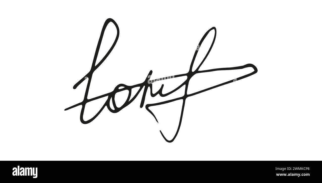 Faux autographe signature dessiné à la main. Signature manuscrite fictive. Encre noire. Griffonner pour obtenir des certificats ou des lettres de documents de contrat. Illustration vectorielle. Illustration de Vecteur