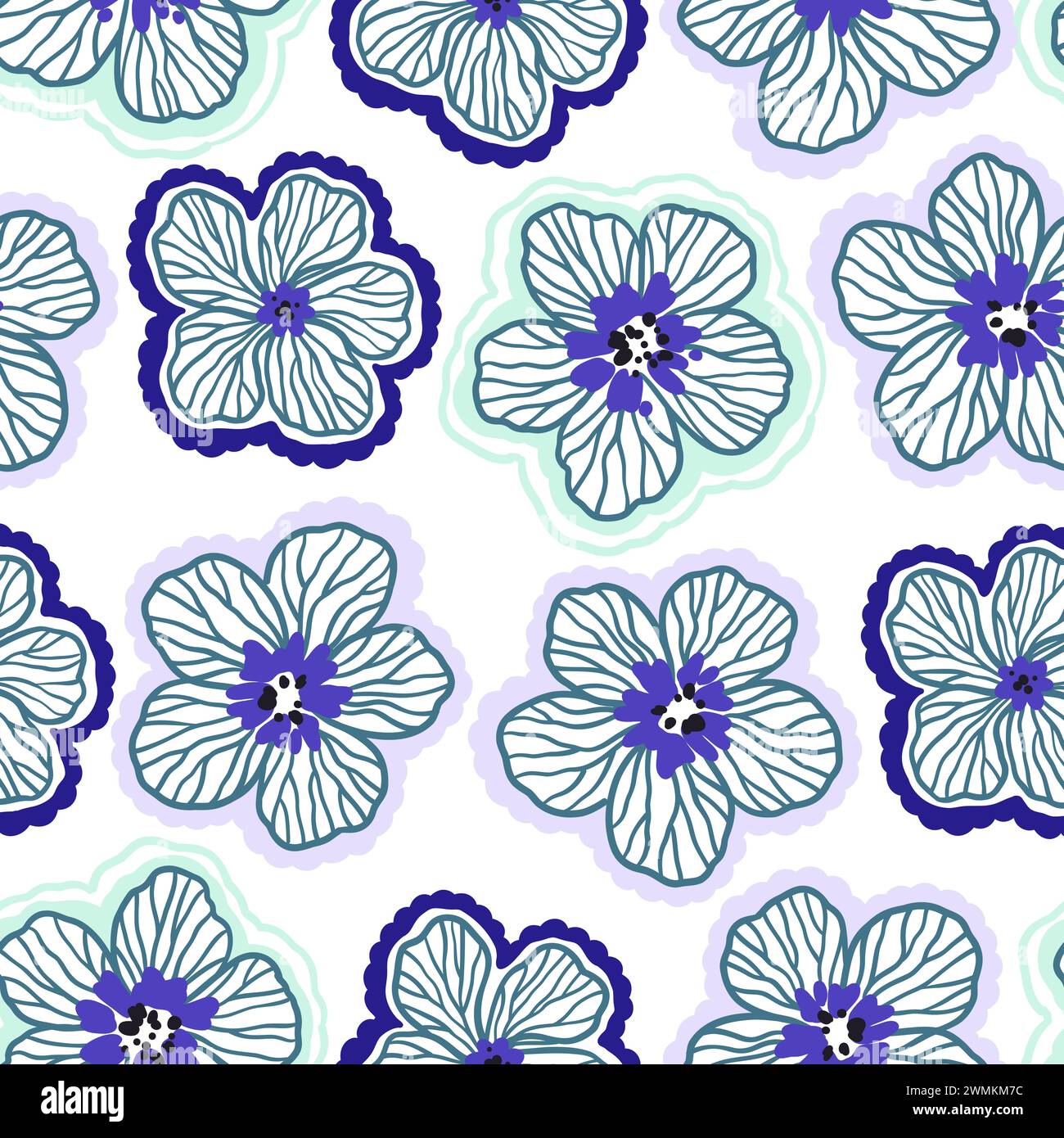 Motif sans couture avec des éléments floraux doodle. Illustration vectorielle. Illustration de Vecteur