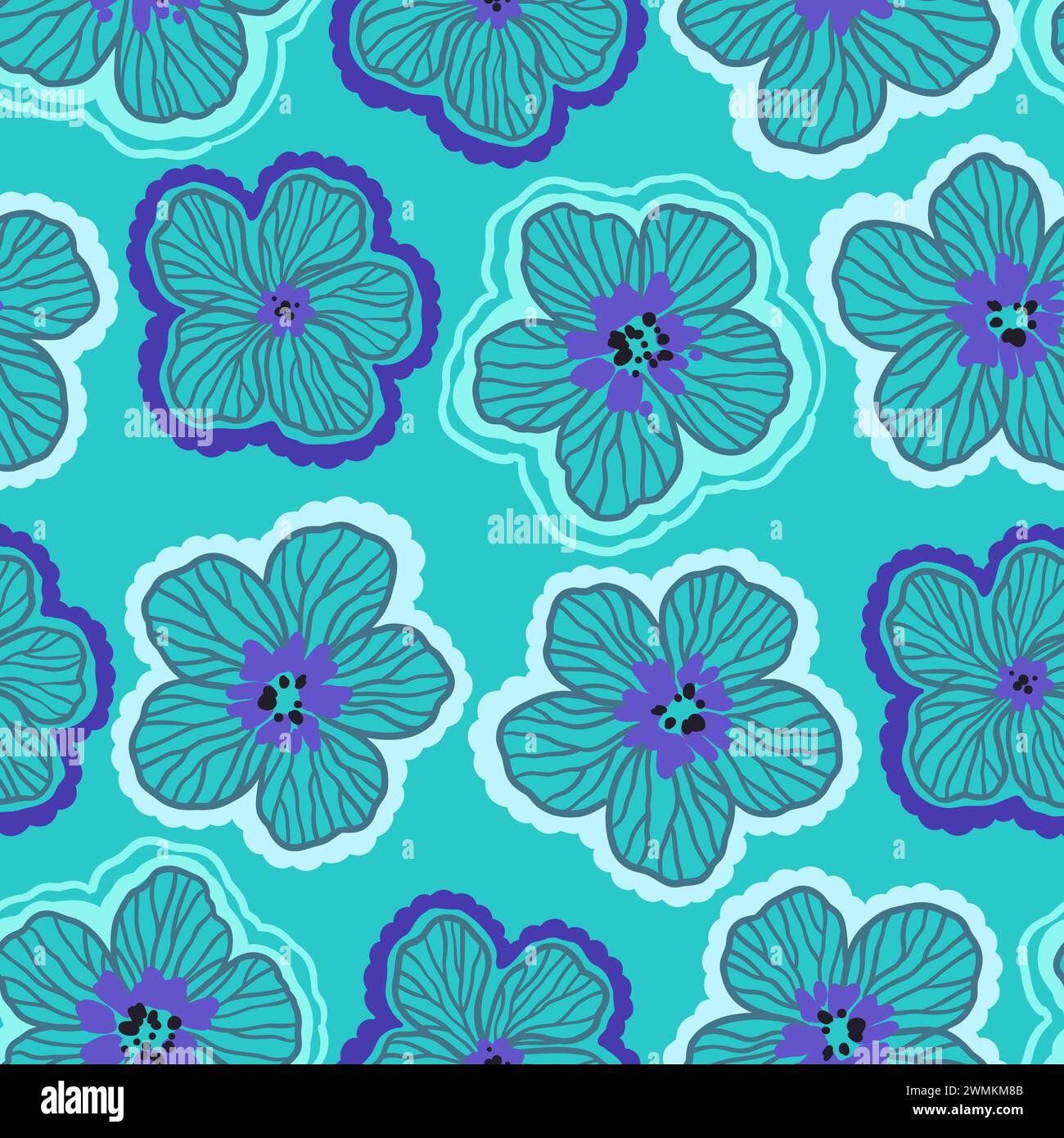 Motif sans couture avec des éléments floraux doodle. Illustration vectorielle. Illustration de Vecteur