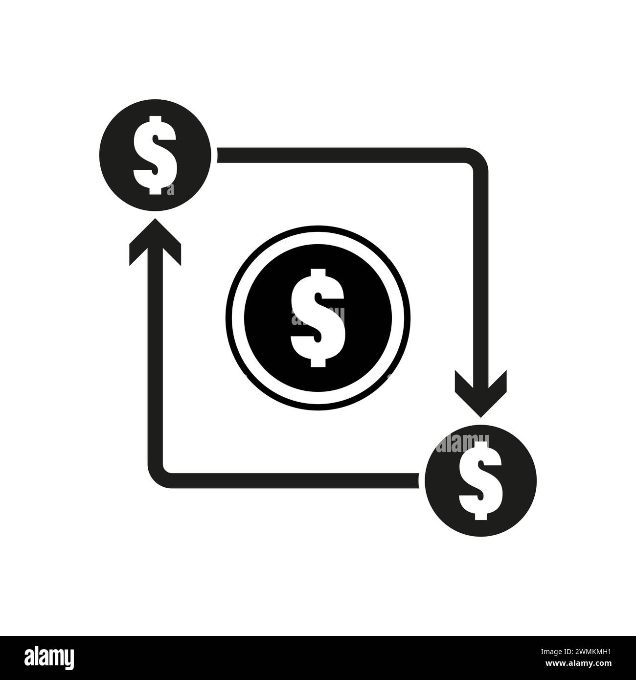 Concept de cycle financier. Diagramme des flux monétaires. Investissement, commerce. Illustration vectorielle. SPE 10. Illustration de Vecteur