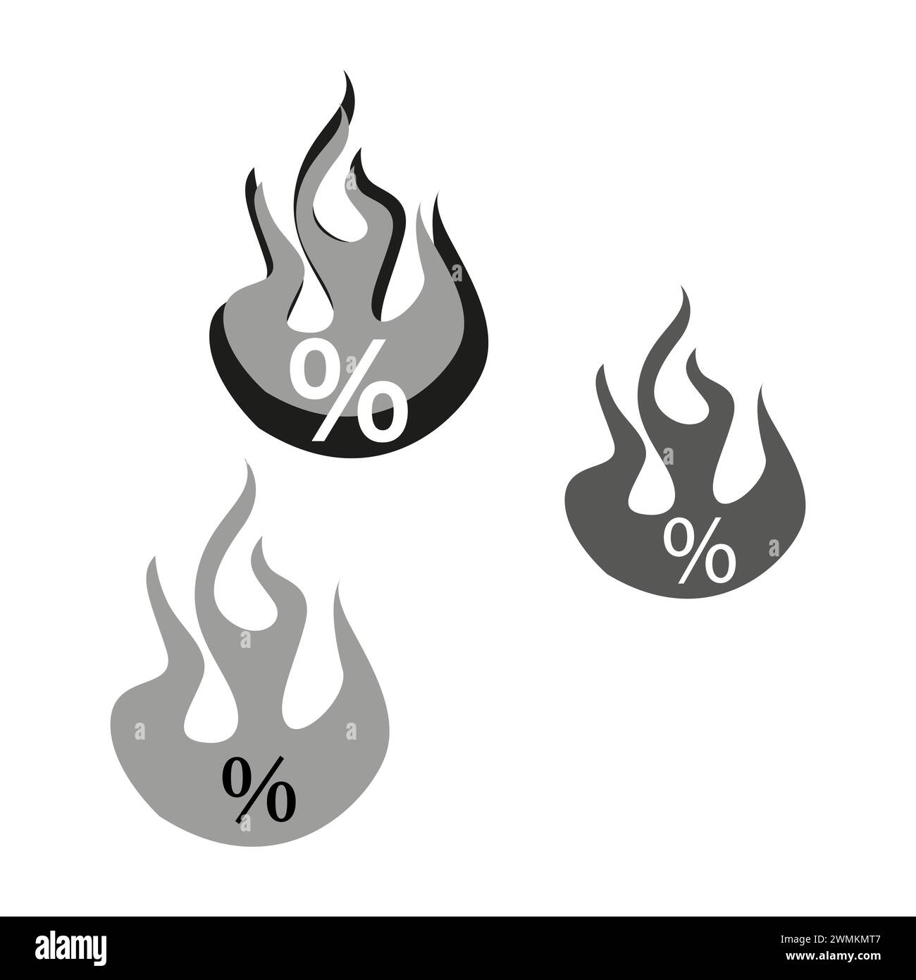 Concept de vente chaude. Symbole de pourcentage de flamme. Illustration vectorielle. SPE 10. Illustration de Vecteur