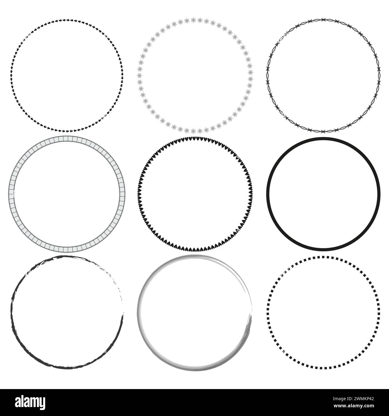 Collection de bordures de cercle. Cadres ronds géométriques. Design minimaliste. Illustration vectorielle. SPE 10. Illustration de Vecteur