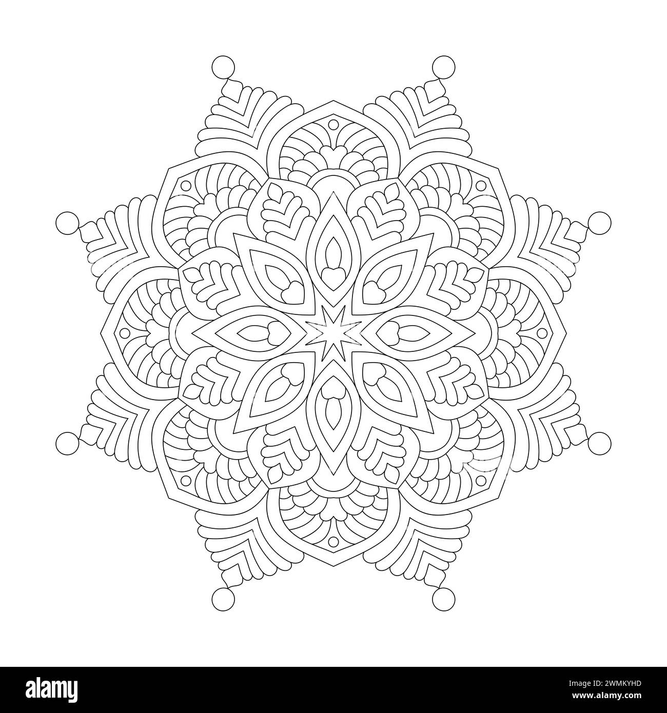 Simplicité relaxation Mandala coloriage livre page pour KDP Book intérieur. Pétales paisibles, capacité à se détendre, expériences cérébrales, Haven harmonieux, paix Illustration de Vecteur